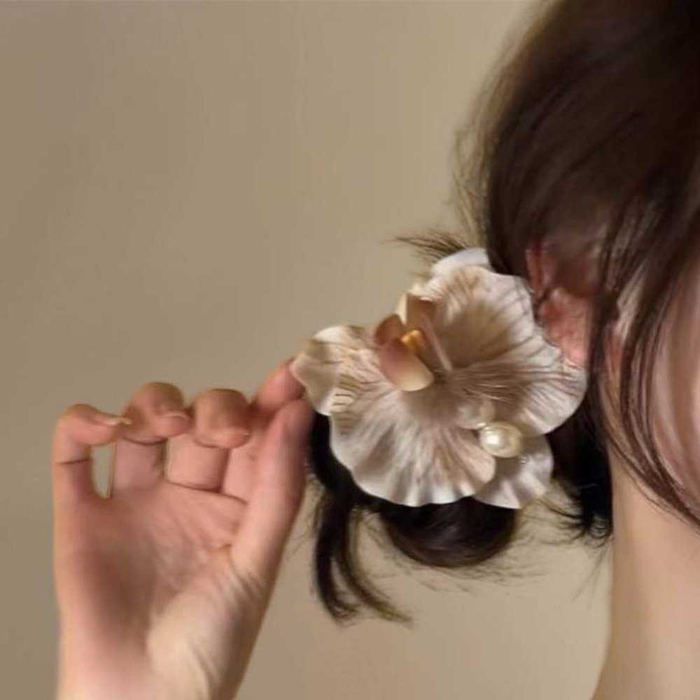 Süße Orchidee Blume Haarnadel thailändisch Stil Böhmischen Stil Schmetterling Orchidee Haar Clip Strass Legierung Frauen Seite Clip Strand: Silber