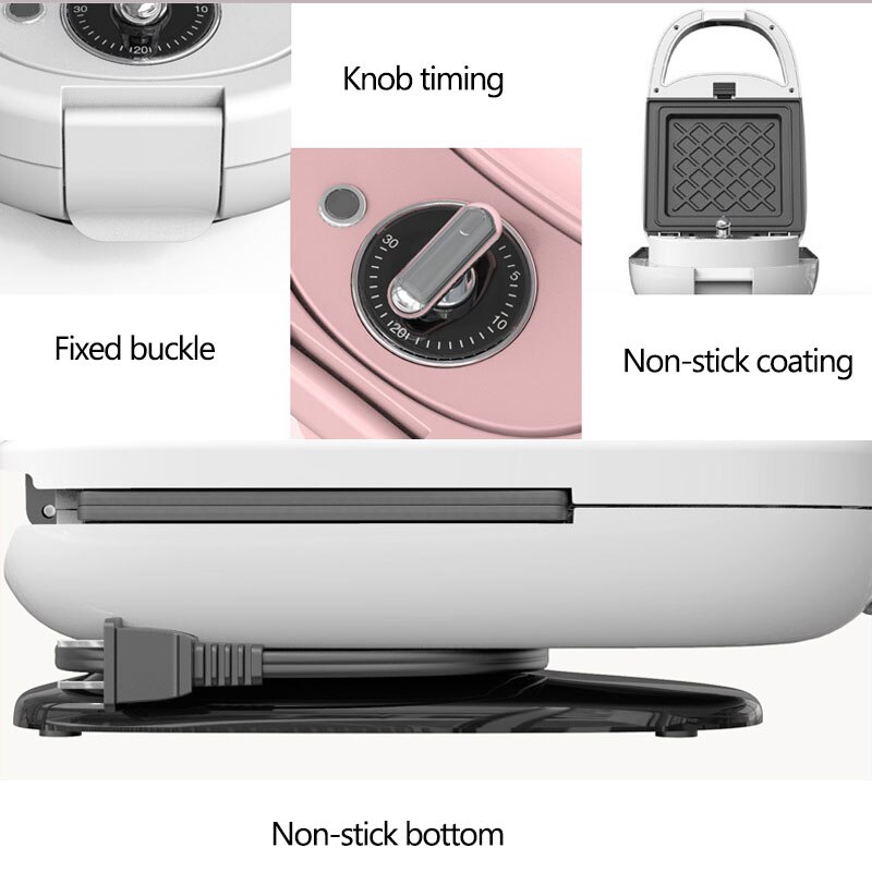 Kbxstart Multi-function Sandwich Maker Home Timer Breakfast Machine Double-sided Heating Non-stick Waffle Machine 220V