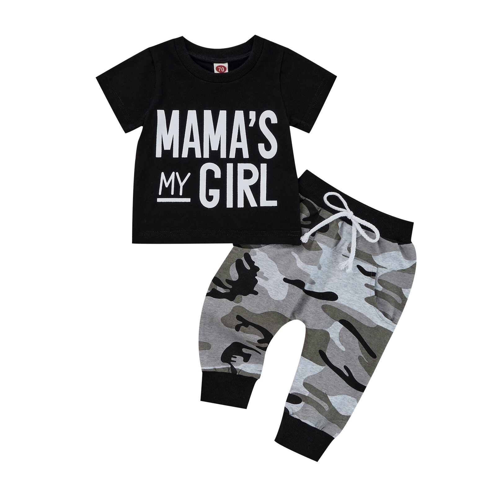 2- teiliges freizeitoutfit für kleine jungen, herbst-einstellen für kleinkinder: kurzarm-oben mit rundhalsausschnitt und buchstabenprint + lange Schlauch Ich bin Tarnung-suchen (3m-3ter- Pack): A / 6m