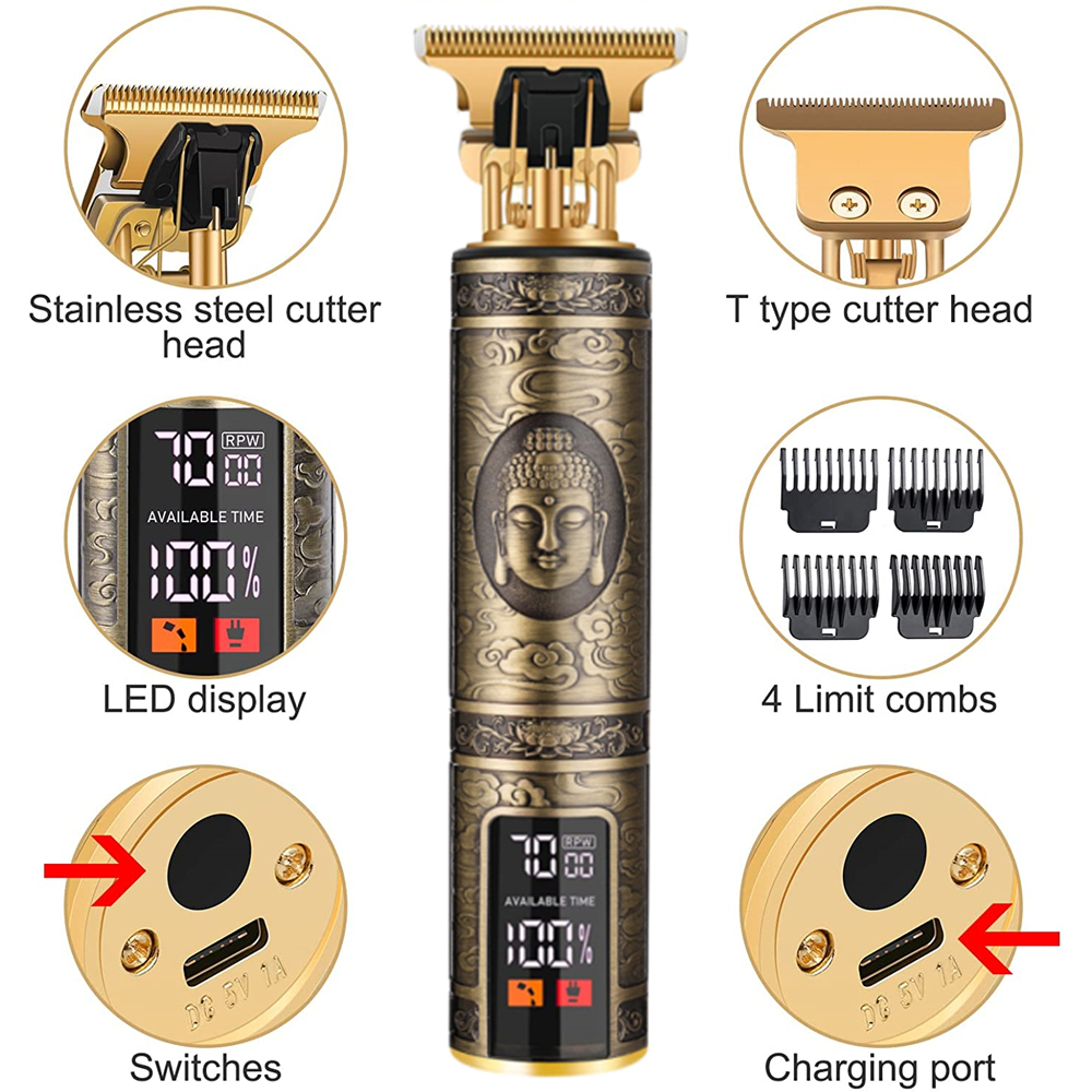 Barbero eléctrico T9 para mujer cortadora de pelo para hombre LCD recargable maquina afeitar hombre Retro afeitadora electrica cortar maquinilla cortapelos maquinas barberia