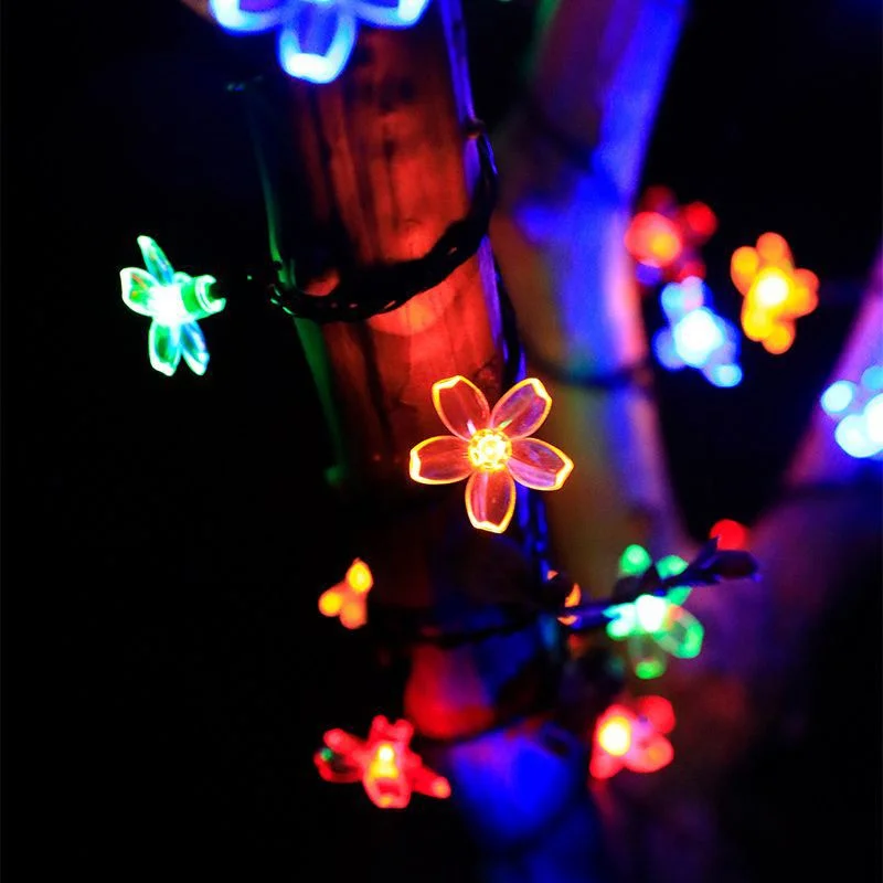 5m 7m 12m solcelledrevne lyskæder udendørs vandtæt 8 tilstande kirsebærblomst lys jul havefest dekoration fe bryllupslampe