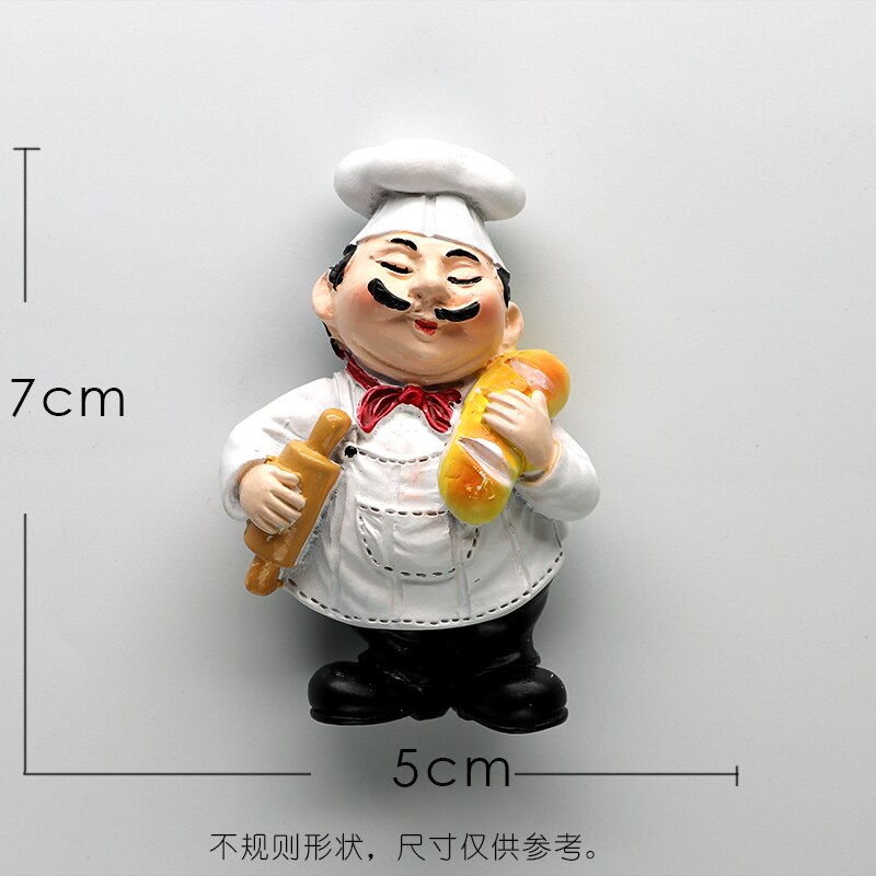 Restaurant Chef réfrigérateur collé pain maître 3D réfrigérateur aimant réfrigérateur magnétique collé à la main collection grands Chefs: green