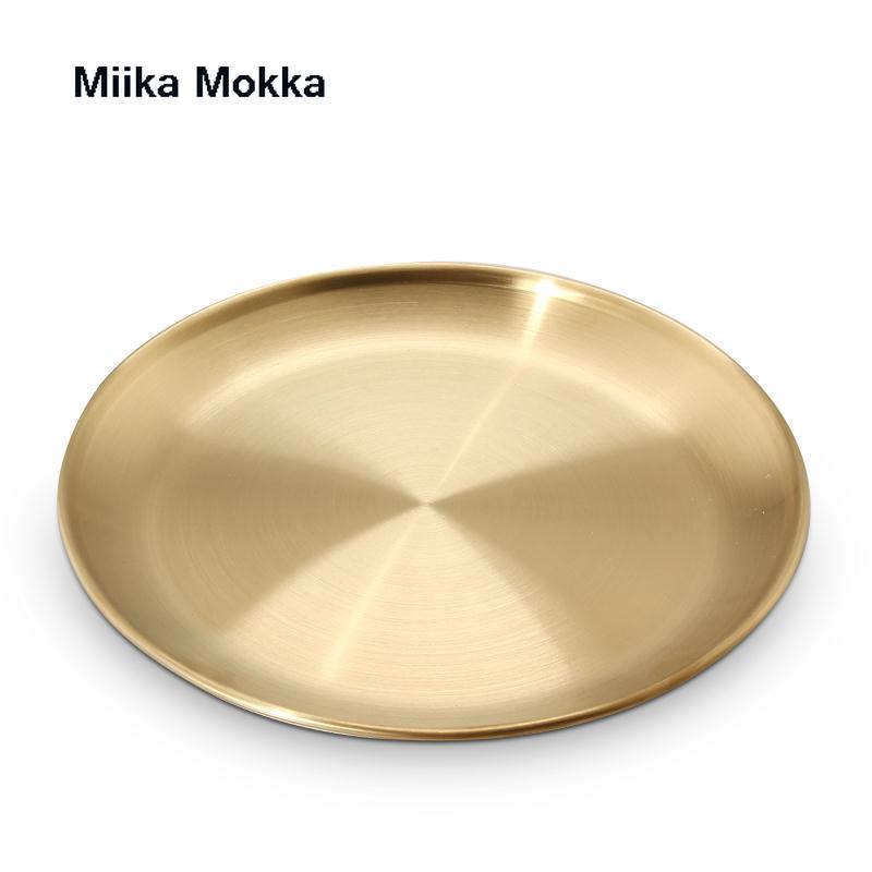 European Dinner Plates Gold Silver Dining Plate Fruit Plates Round Serving Dishes Plate Cake Tray Steak Tray Tableware