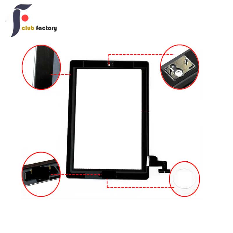 For iPad 2 Screen Touch A1395 A1396 A1397 Touch Digitizer Sensor Glass Panel FrameOuter Touch Screen Front Glass Panel Replace