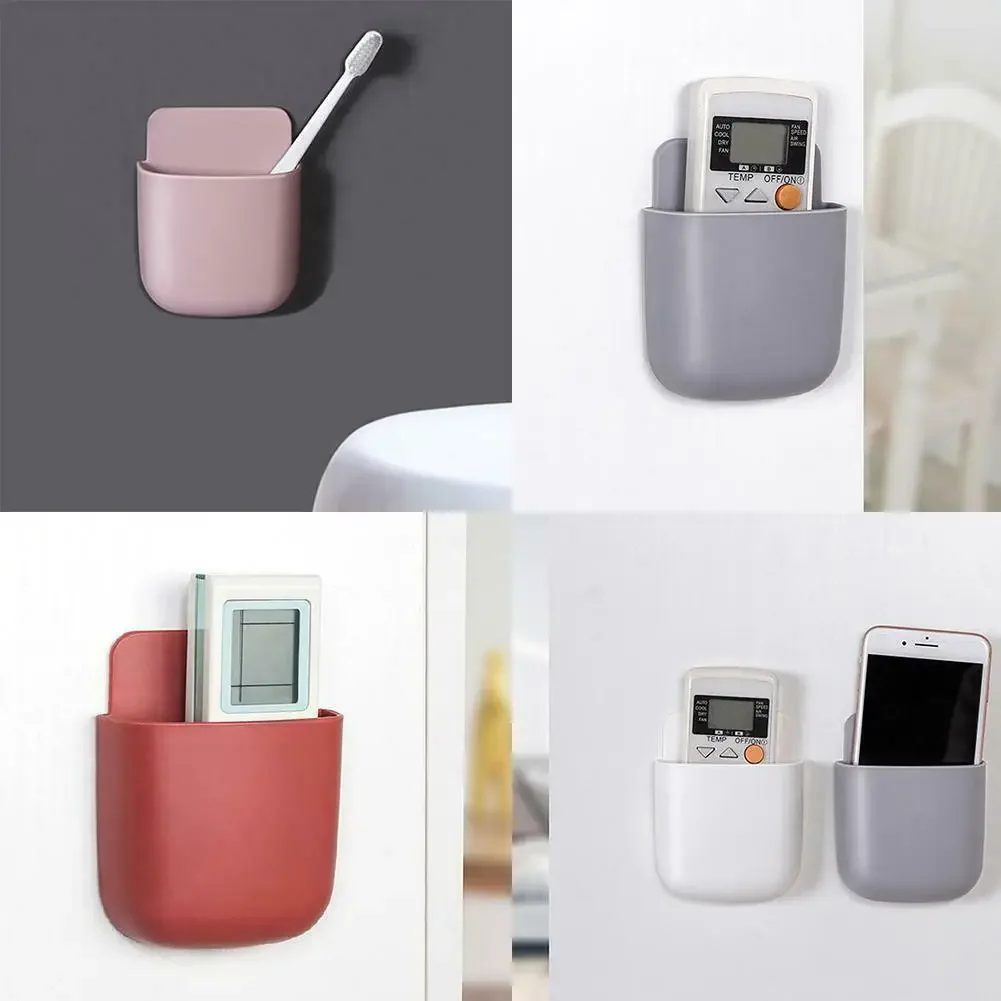 Home Office Wall Mounted Self-adhesive Storage Box For Air Conditioner TV Remote Control Mobile Phone Holder Pen Organizer