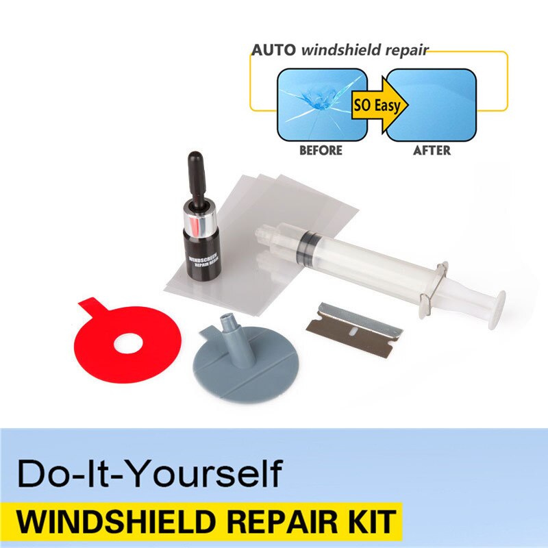 Autoruit reparatieset voorruit diy autoruit reparatiegereedschap autoglas krassen barsten herstellen reparatie hars uithardende lijm: Reparatiegereedschap