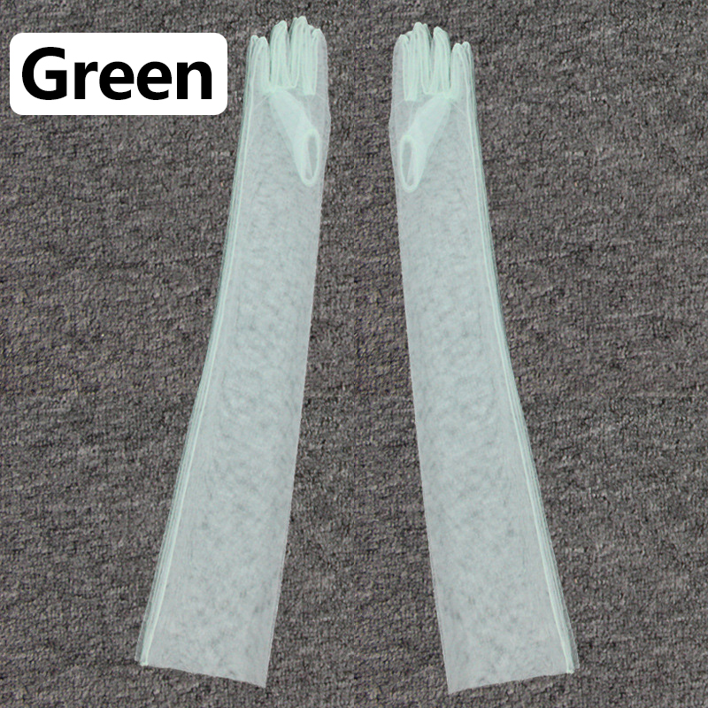 Lange transparente Tüll handschuhe ultra dünne dehnbare Voll finger handschuhe Mesh Ellenbogen Hochzeit Braut handschuhe Halloween Zubehör: Grau