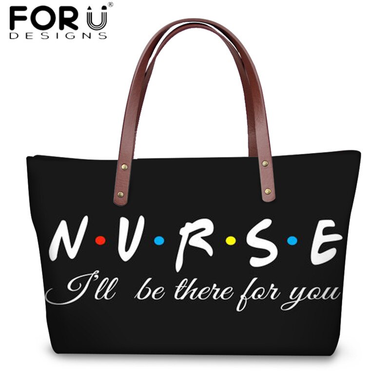 FORUDESIGNS Zipper torebki i portfele Cartoon pielęgniarka lekarz drukuj moda torby z bawełny dla kobiet podróż codzienna torba na ramię PU torebki: HMFA017AL