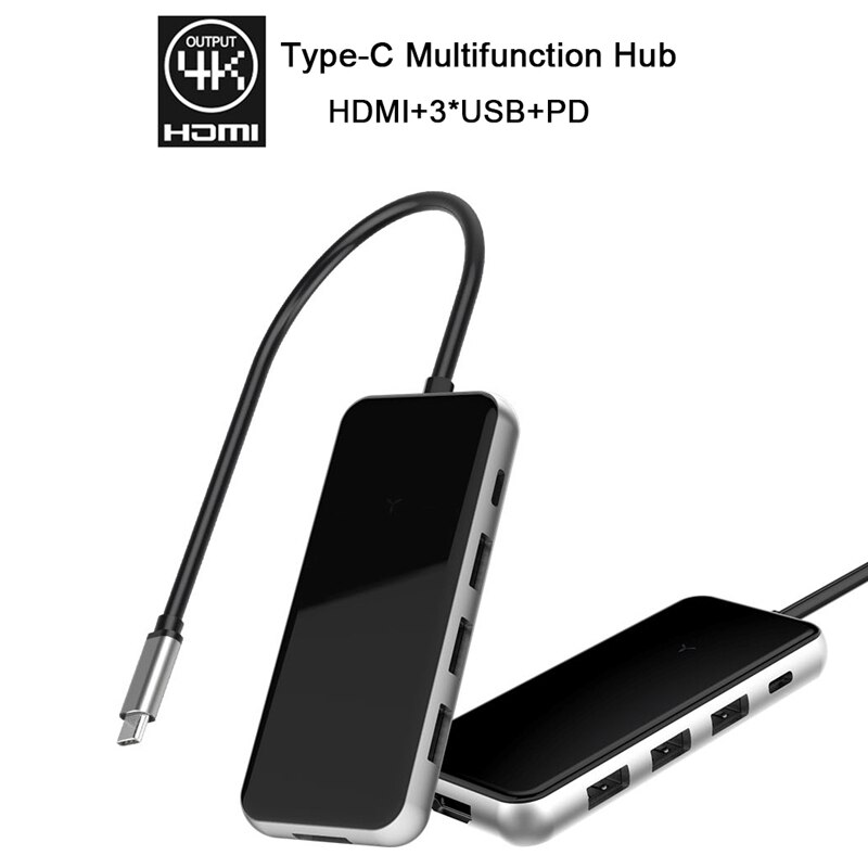 Usb c til hdmi adapter ,5- i -1 type c til hdmi 4k adapter  pd 87w hurtigoplader, til pro, luft type c enheder
