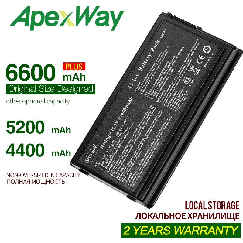 Apexway 6 Cellen 11.1V A32-F5 Laptop Batterij Voor Asus X50V X50VL X59 X59Sr F5 F5V F5 F5RI F5SL f5Sr X50R X50RL X50SL X50Sr