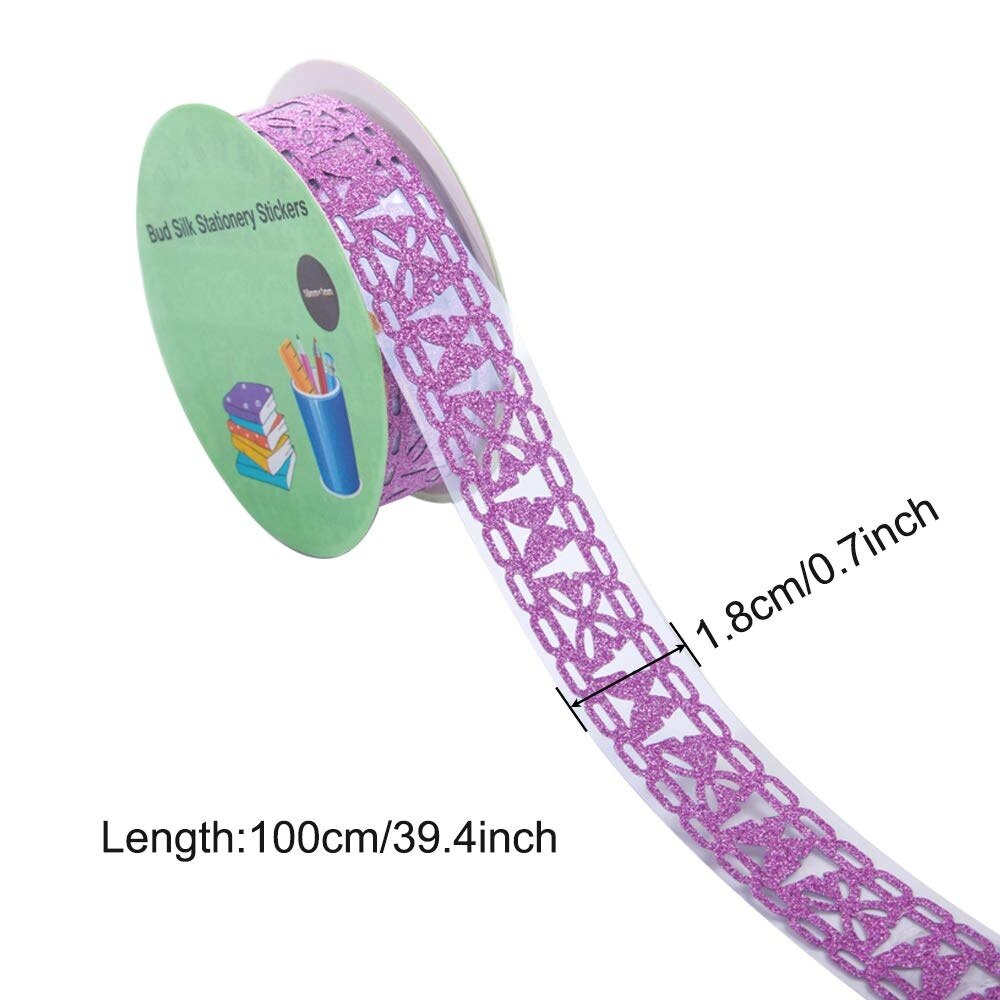 7 Rolls Multicolor Washi Kant Patroon Glitter Zelfklevende Tape Masking Diy Scrapbooking Decorating Stickers