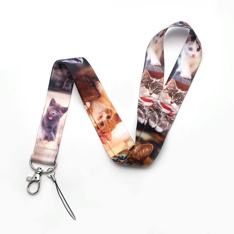 ER318 Leuke Kat Lanyards Id Badge Houder Id Card Pass Gym Telefoon Usb Badge Houder Hang Rope Lariat lanyard Keys