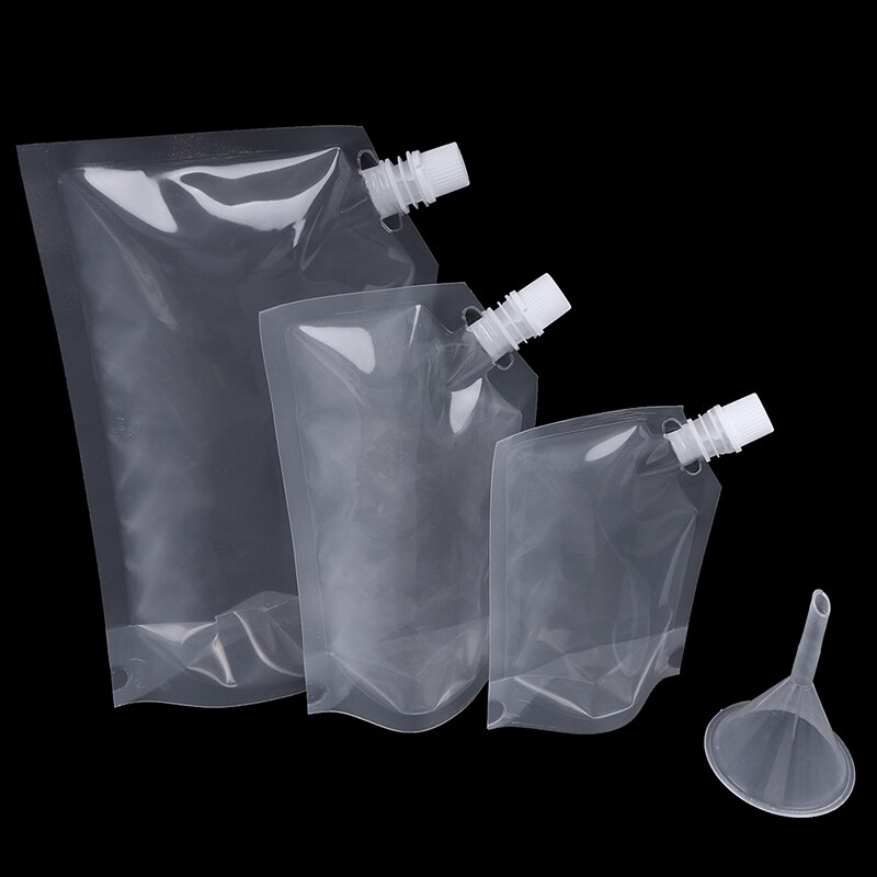 Plastic Spout Pouch Juice Stand-up Wine Liquid Beverage Flask BPA Free Storage Water Bags Funnel Camp Hiking Cooking Supplies