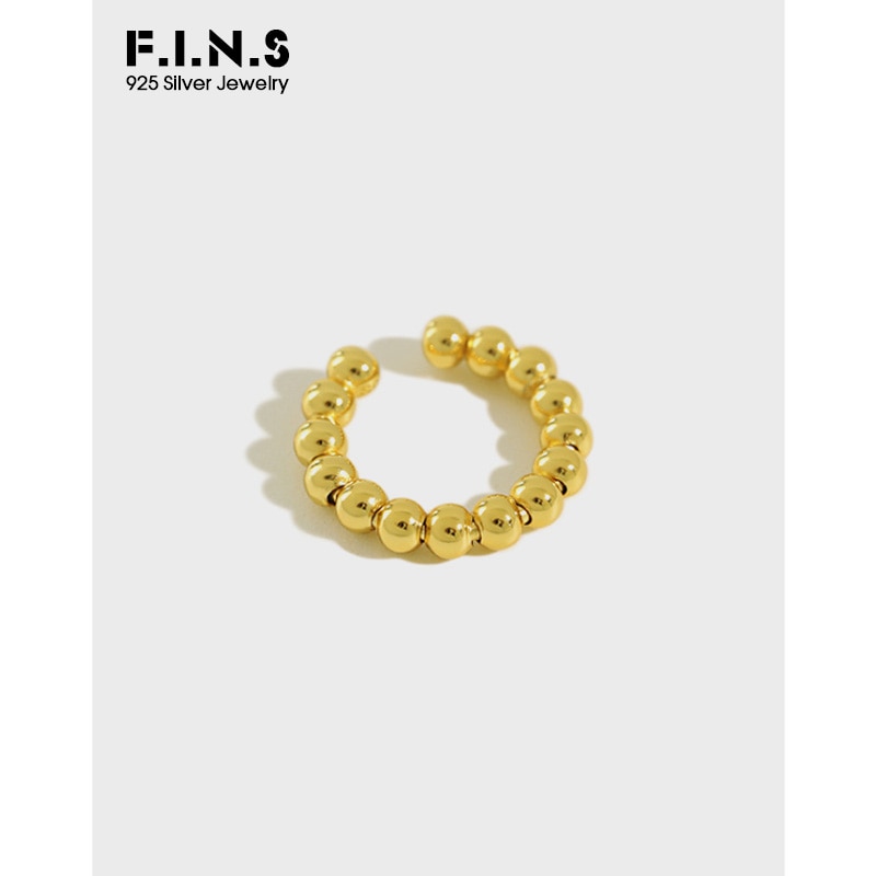 F.I.N.S 1PC Korean S925 Sterling Silver Ear Buckle Classic Geometric Beaded Earrings Gold Silver Clip Earrings without Piecing