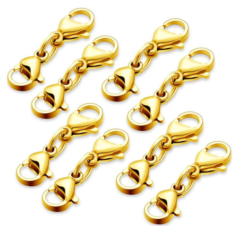 5 Stks/partij Roestvrij Staal Dubbele Knoop Kreeft Gesp Haken Sluiting Accessoire Connector Voor Diy Armbanden Sieraden Maken: 14mm / Roze