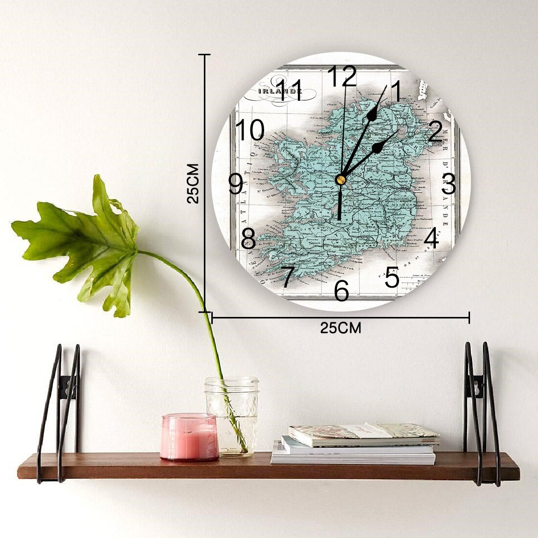 Karte Irland Jahrgang Stil Dublin Atlas Wanduhr Wohnzimmer Schlafzimmer Zauberstab Uhr Stumm Karikatur Wanduhr Hause Dekoration