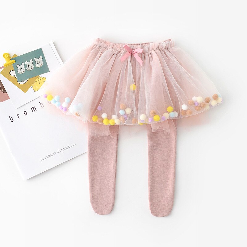 Falda de algodón con mallas para niñas pequeñas, cute, colorido, malla, Princesa,: pink pantskirt / 24 meses
