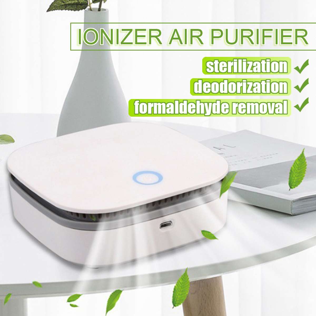 Mini Air Purifier Smart Portable Fridge Freshen Air Cleaner Ozone Anion Generator USB Rechargeable Kitchen Auto Home Clear Odor