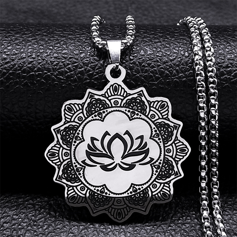 Sacred Geometry Metatron Cube Angel Seal Archangel Necklace for Women Men Stainless Steel Flower of Life Lotus Chain Jewelry: Dark Gold