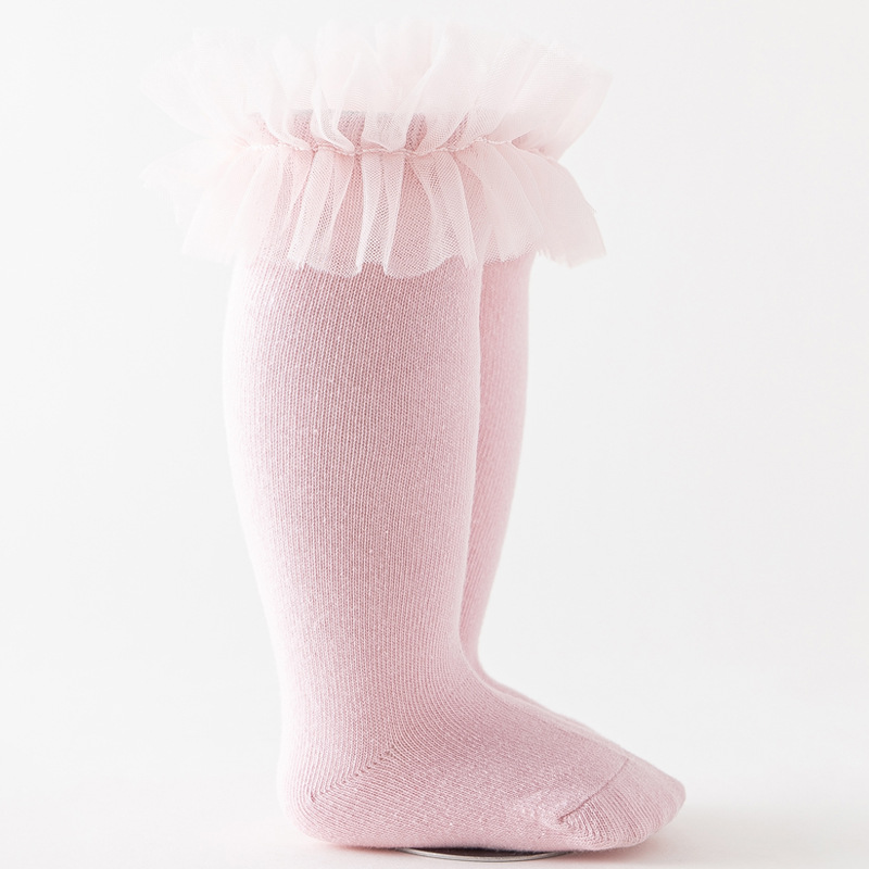 Kinderen Sokken Wit Herfst Peuter Meisjes Kant Sokken Kniehoge Lange Zachte Katoenen Baby Sokken: Roze / 2-3Years(M)