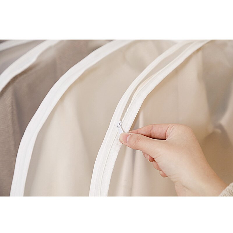 Long Hanging Clothes Dust Cover Side Open Zipper Garment Suit Dress Jacket Coat Dustproof Cover Protector Wardrobe Storage Bags