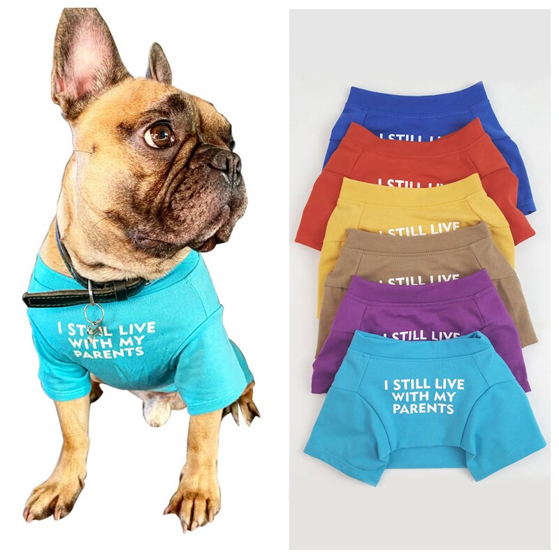 Letters Gedrukt Franse Bulldog T-shirt Katoen Hond Shirt Ademend Pet Apparel Puppy Sweatshirt Pibull Kleding Voor Kleine Honden