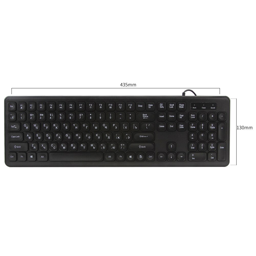 108Keys Russian Keyboard Silent Wired Ergonomic Keyboard Multimedia Shortcut Button Computer USB Mute RU+En Key board For PC