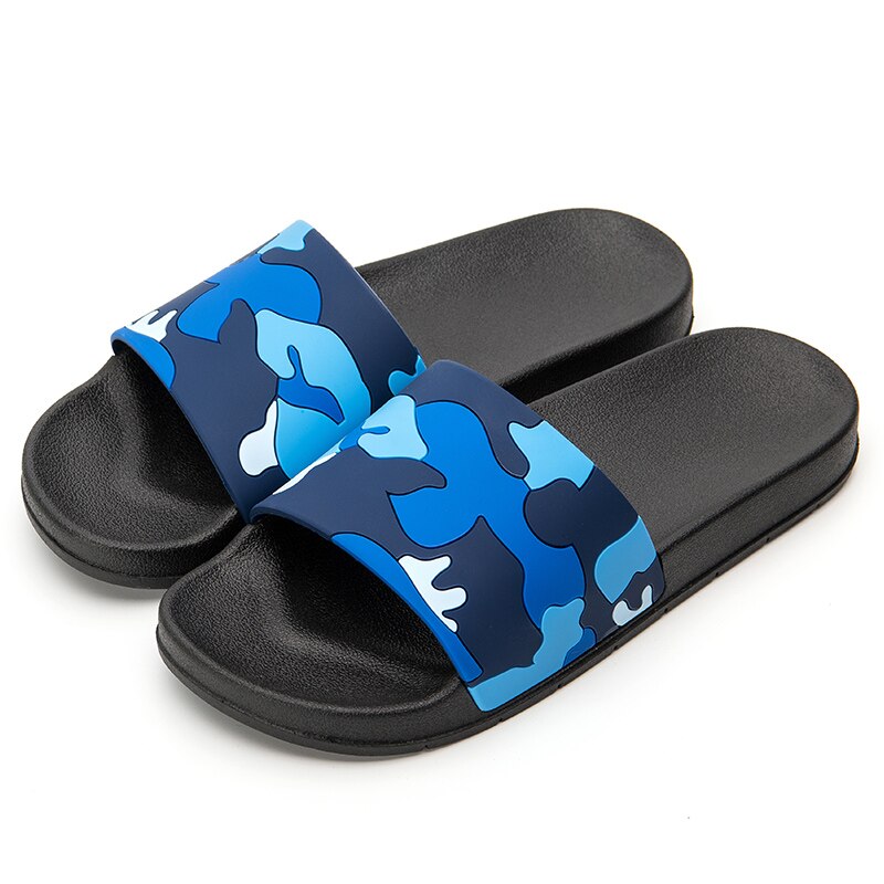 Asifn mænd hjemmesko afslappet rutschebaner mandlige skridsikre indendørs udendørs sommer strandflip flops camouflagesandaler 4 farver zapatos hombre: Blå / 10