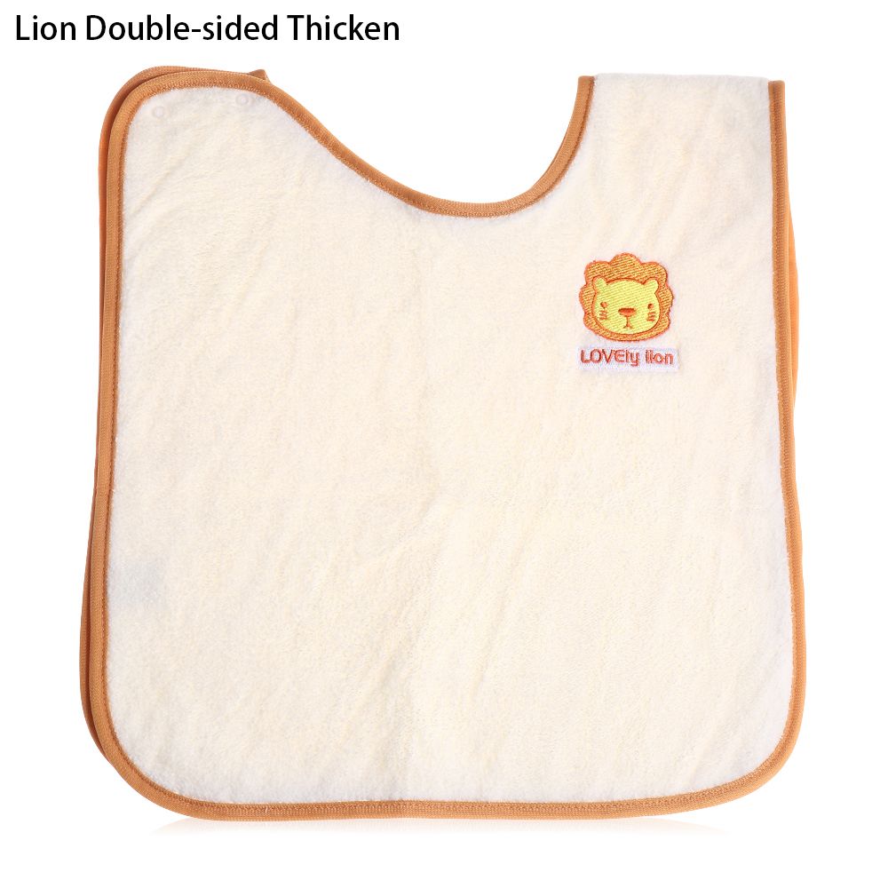 Scarf Bandana Cartoon Embroidery Double Sided Thicken Portable Baby Stuff Baby Bibs Newborns Burp Cloths Wash Towel: Lion Double-sided