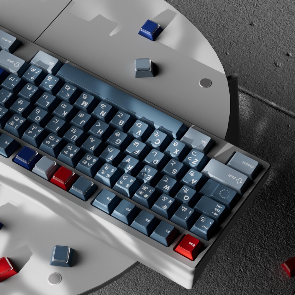 KeyKobo R.W.B Keycaps 136 toetsen Blue Cherry Profile ABS Double Shot Custom MX Keycap voor mechanische gamingtoetsenbordaccessoires
