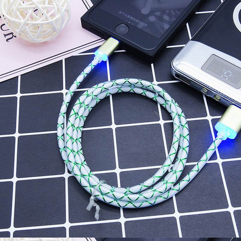 Micro USB Telefoon Kabel Zichtbare LED Flow Light Micro USB Opladen Data Sync Kabel voor Android Telefoon Universal Telefoon 1M Kabels: green