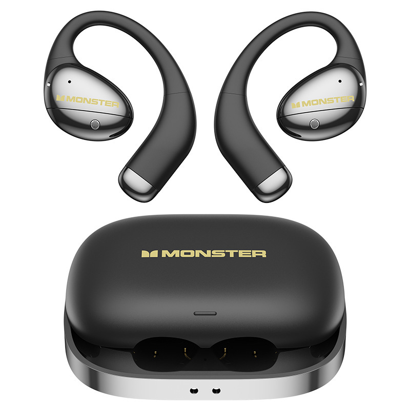 Monster  ac520 äkta trådlösa bluetooth-hörlurar med öronkrokar, hög ljudnivå, brusreducering för samtal, spelmusik och hörlurar