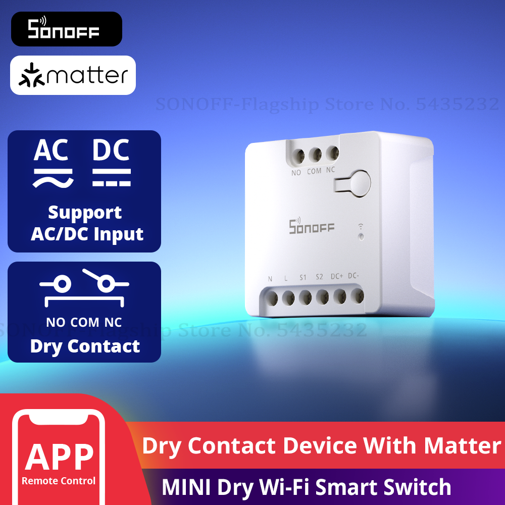 SONOFF MINI-D Wi-Fi Smart Switch Eerste MINI droog contactrelaisapparaat met matter Ondersteunt AC/DC-voeding Schakelaarbediening