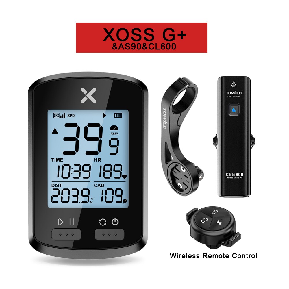 XOSS G/G+ Bike Computer Wireless GPS Speedometer Rainproof Road Bike MTB Bicycle Odometer Bluetooth ANT+ With TOWILD CL600 light