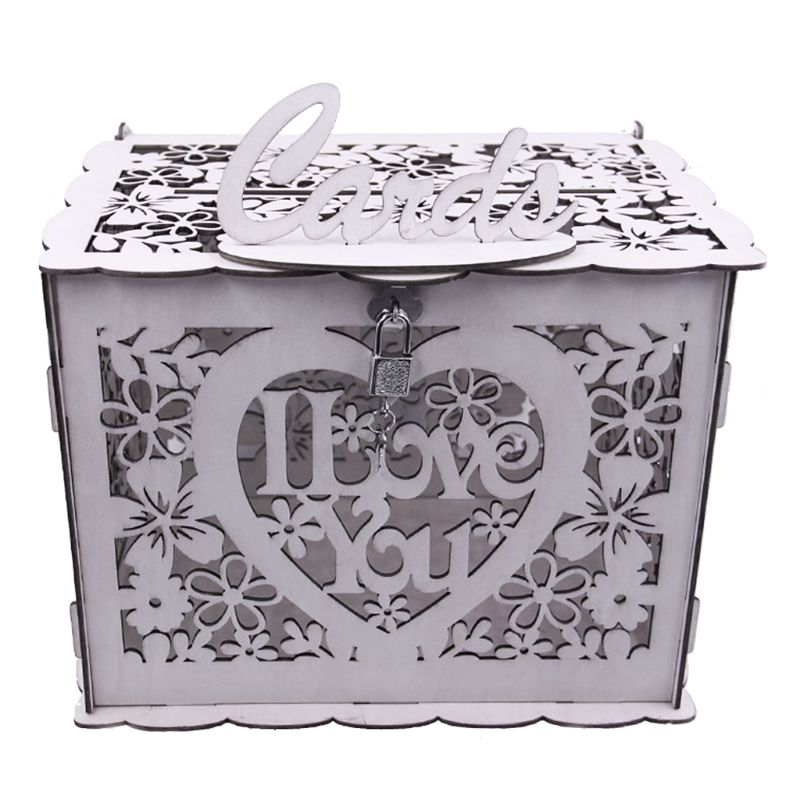 Kort boks gjør-det-selv trelås bryllup brevkasse årgang ornament kort arrangør bursdagsfest bryllup dekor