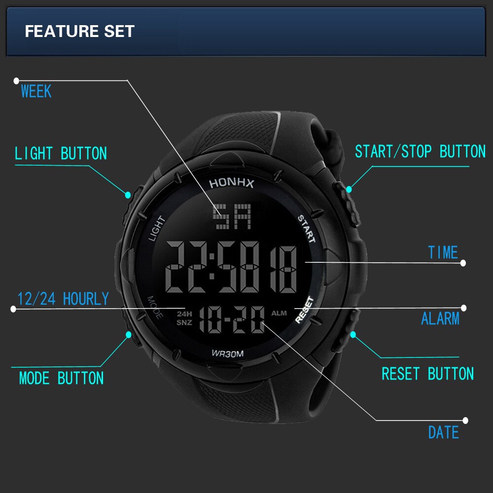 Men Digital Sport Watch Digital LED Pedometer Run ... – Grandado