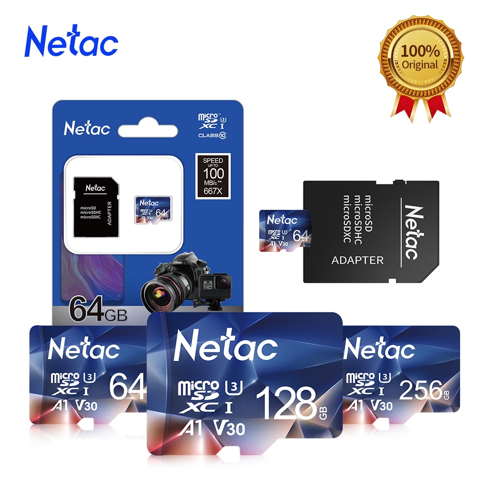 Netac tarjeta Micro SD tarjeta de memoria Class10 UHS-1 256GB 128GB 512GB 32GB 64GB 100 MB/S Microsd, Micro SD tarjeta Flash Microsd TF/tarjeta SD