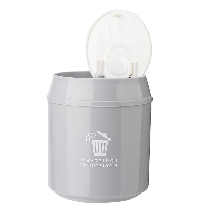 Small Waste Bin Desktop Garbage Basket Home Office Plastic Table Trash Boxes: gray