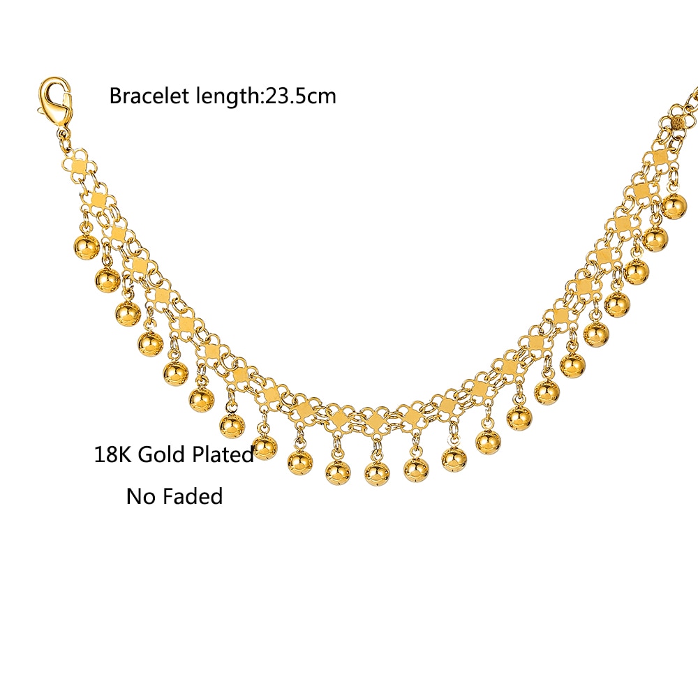 Moslim Islamitische Eenvoudige Leuke Armband Goud Kleur Bal Hanger Charme Allah Ketting Armbanden Voor Islam Vrouwen Moslim Geen Vervagen Sieraden