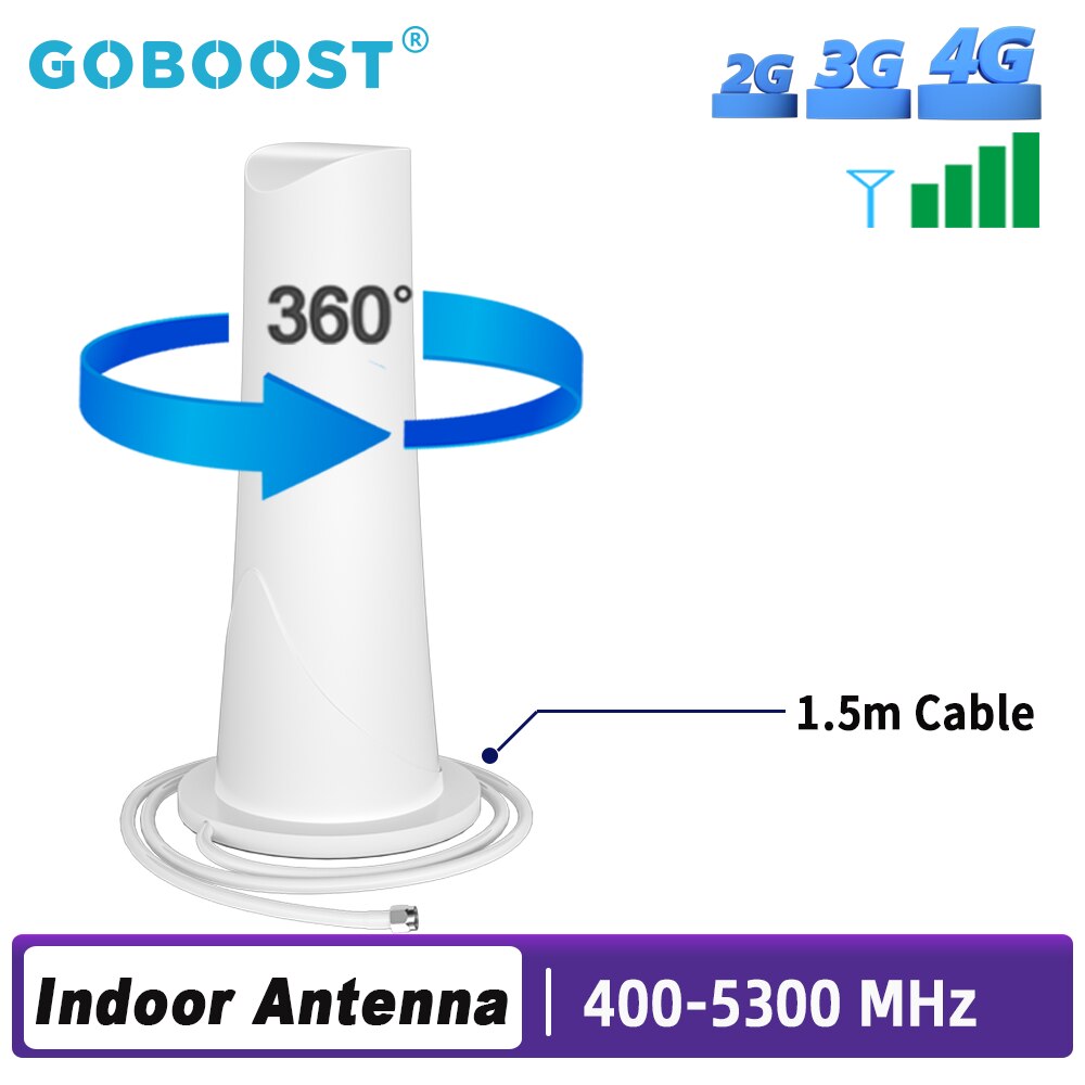 Goboost 3G 4G 360 ° Interne Antenne Voor Cellulaire Versterker 700-5300Mhz Signaal Booster Repeater 5dBi omni N/Sma Met 1.5M Kabel