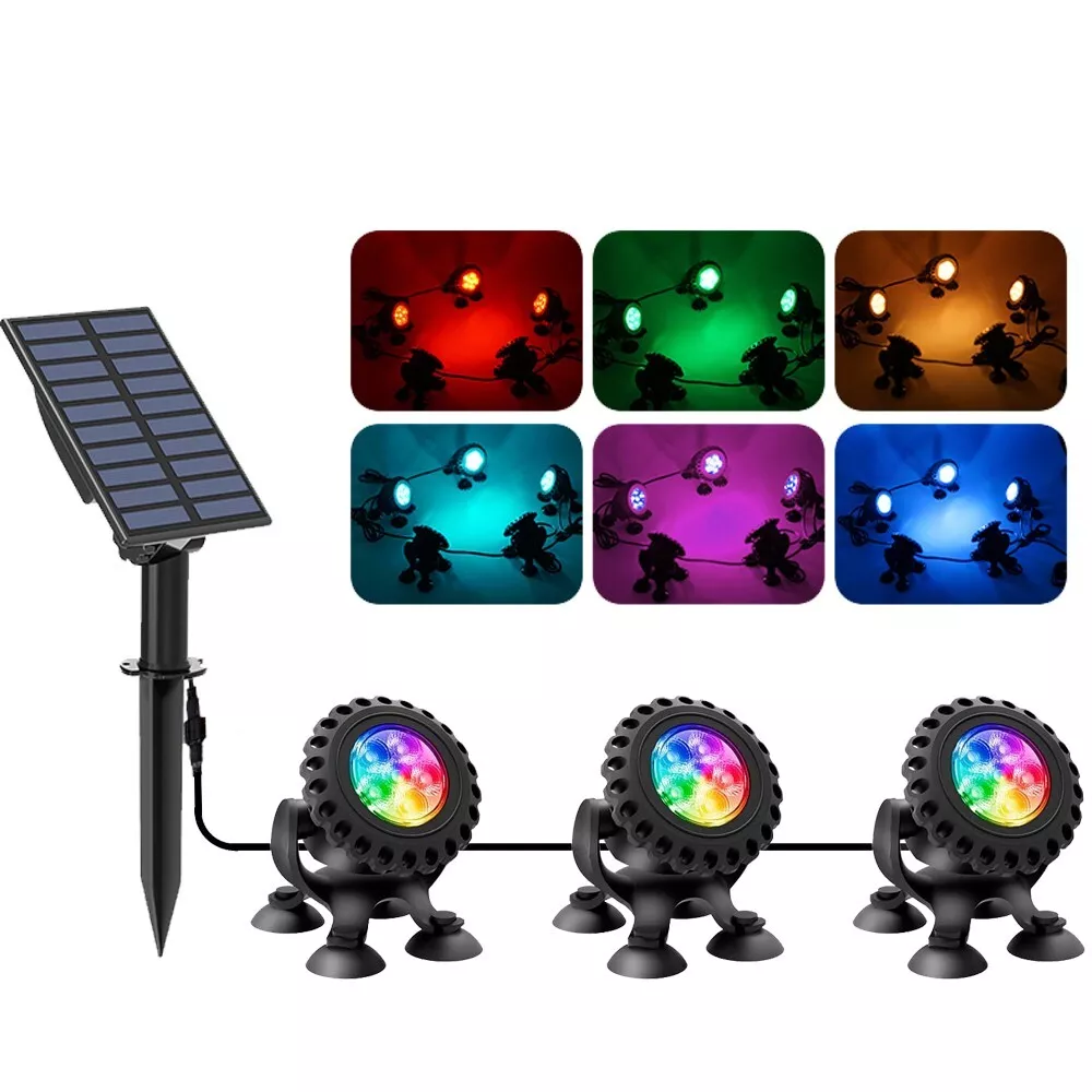 3/5LEDS Solar Vijver Licht IP68 Waterdichte RGB Onderwater Zwembad Lamp Kleur Veranderende Tuin Aquarium Aquarium decor Solar Spotlight