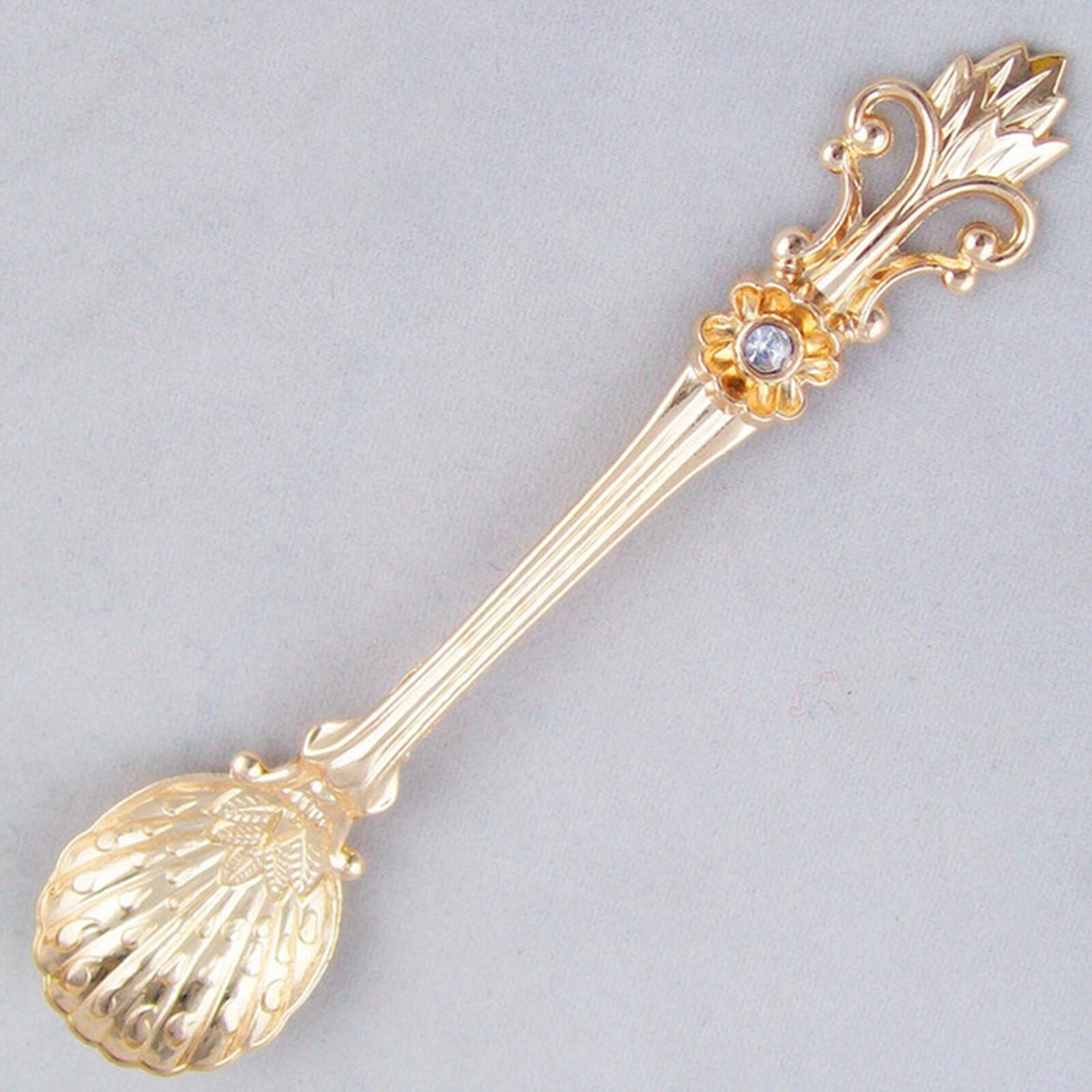 Iris retro kaffesked is dessert dessert ske arabisk stil zinklegering kaffe te blandesked køkkenudstyr bordservice: Stor 11.3cm / Guld