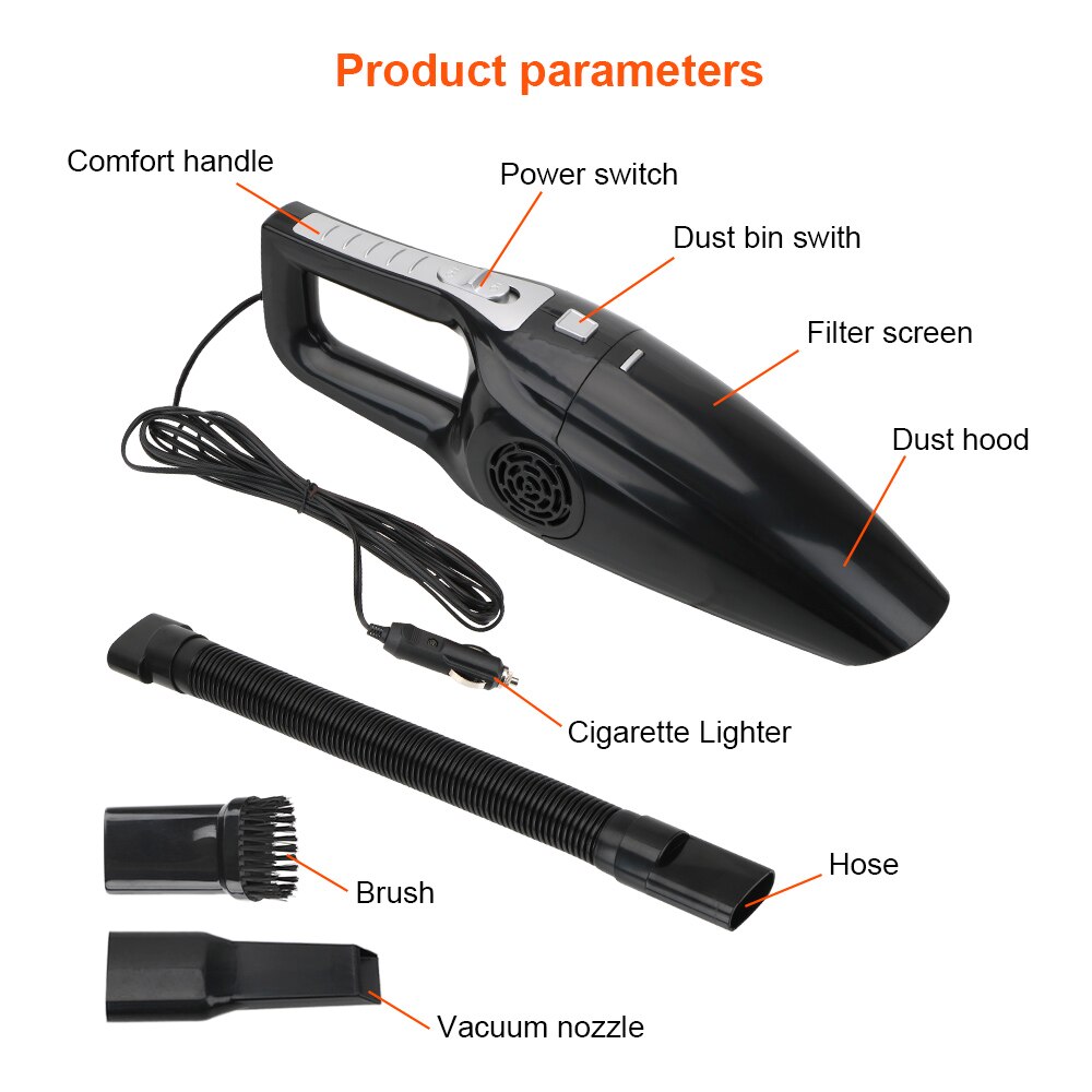 Mini aspiradoras de mano para coche, 12V, 120W, Alta succión, en húmedo y seco, de doble uso, accesorios portátiles para coche