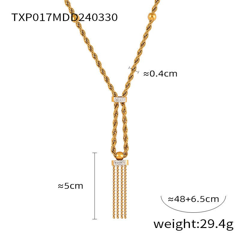 Nivora Stainless Steel Rhinestone Pendant Neck Choker Long Sweater Necklace For Women Gold Plated Jewelry طقم مجوهرات: Platinum Plated