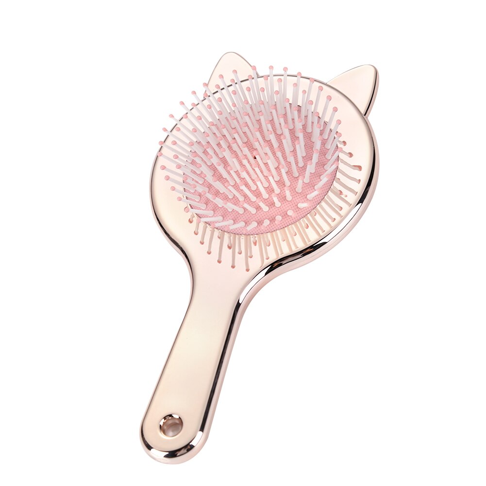 Cute Cat Ears Hairbrush Massage Combs Salon Hairdressing Comb Hair Brush Hair Care: Rose Gold