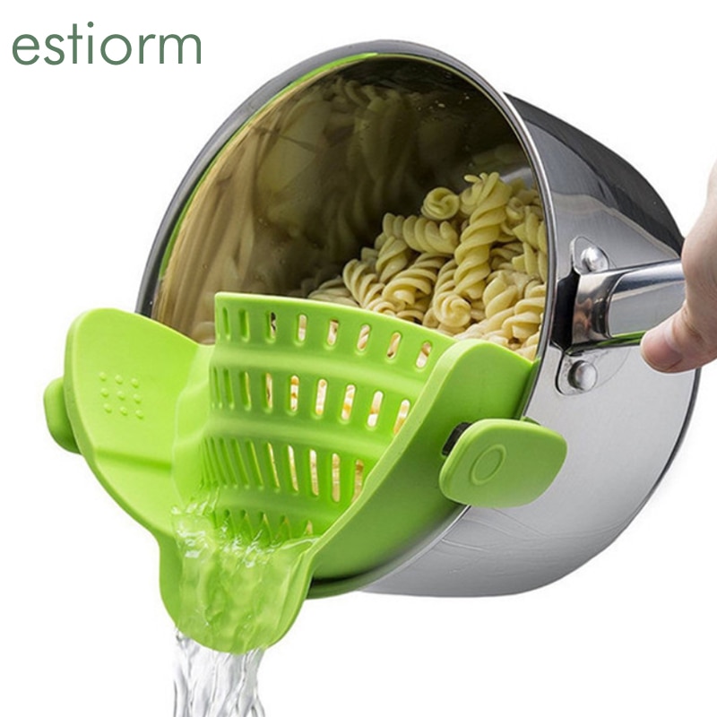 schnappen topf sieb/abtropffläche, Weiche Silikon Sieb, Clip auf Topf/Pfanne/schüssel-Obst Gemüse Nudel Pasta sieb, küche zubehör