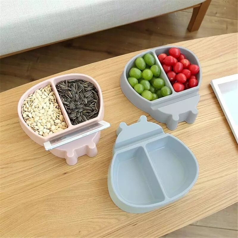 Soporte para teléfono móvil con plato de fruta de doble capa, artefacto desmontable para semillas de melón, cuenco redondo para fruta, caja de aperitivos