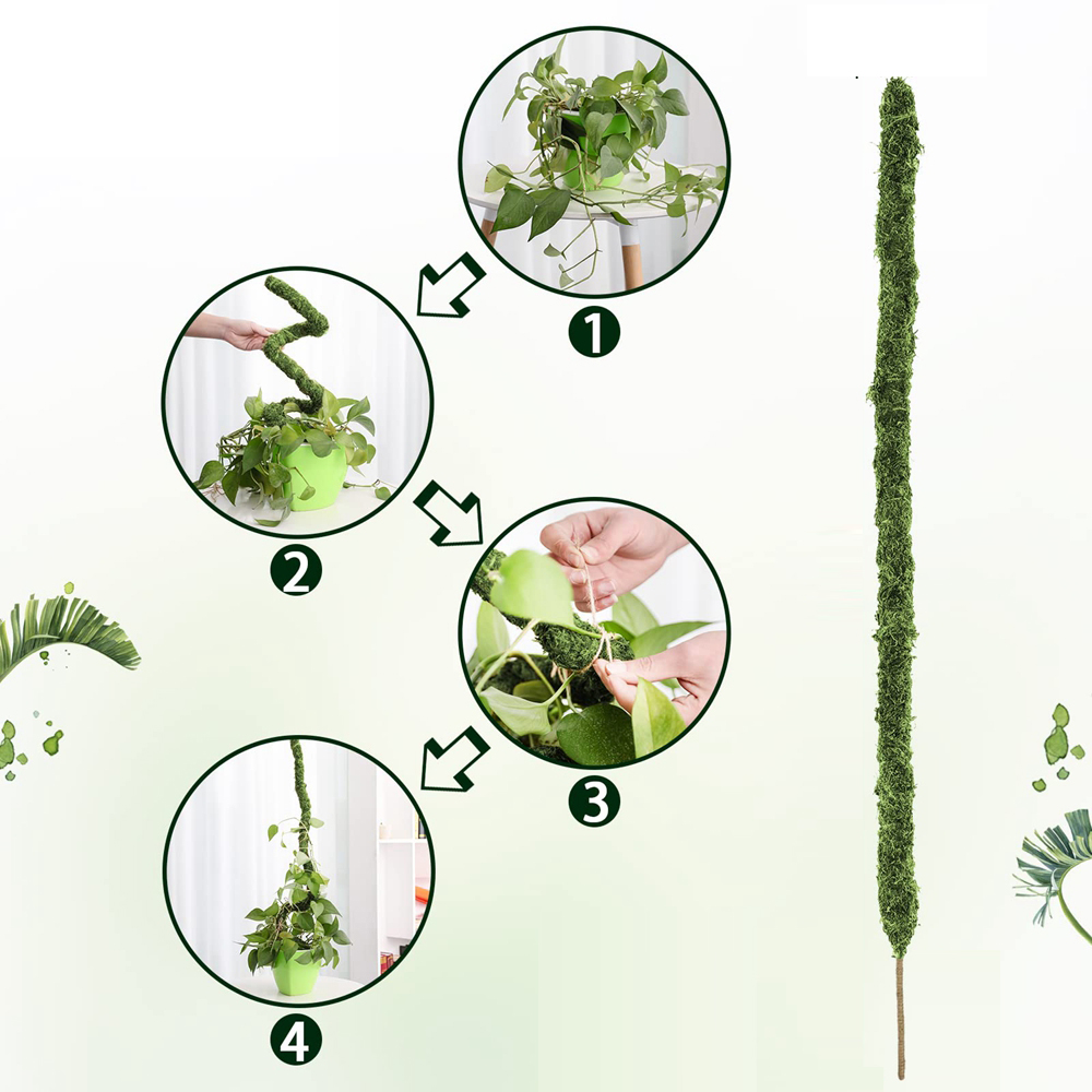 Mospaal Buigbare Plant Stakes Handgemaakte Slanke Monstera Plant Ondersteuning Mos Plant Sticks Ondersteuning voor Grote Indoor Pot