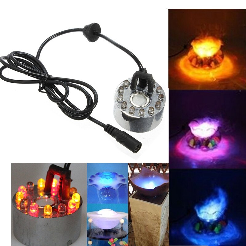 Jiguoor 12 led färgstarkt ljus ultraljudsdimmaskin dimma rena vatten fontän damm  dc 24v dimmaskin