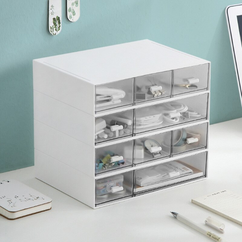 Storage Box Organizer Office Desk Stationery Box Free Combination Can Stack 3 layer Large Capacity Cosmetic Desktop Storage Box